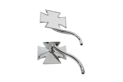 Wyatt Gatling 60-6009D Maltese Mirror Set with Round Curved Stems for Harley Davidson (1965-1974)