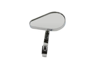 Wyatt Gatling Teardrop Chrome Mirror with Clamp on Billet Stem, Part No. 60-0057D