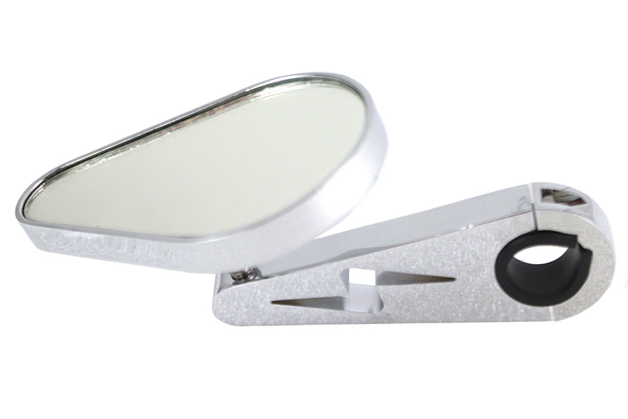 Wyatt Gatling Teardrop Chrome Mirror with Clamp on Billet Stem, Part No. 60-0057D