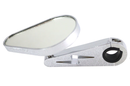 Wyatt Gatling Teardrop Chrome Mirror with Clamp on Billet Stem, Part No. 60-0057D