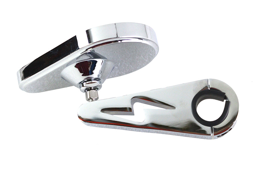 Wyatt Gatling Teardrop Chrome Mirror with Clamp on Billet Stem, Part No. 60-0057D