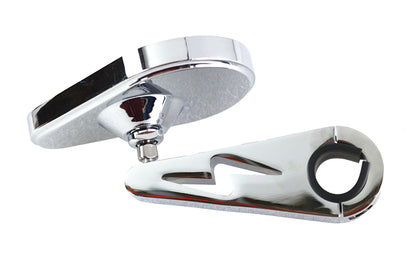 Wyatt Gatling Teardrop Chrome Mirror with Clamp on Billet Stem, Part No. 60-0057D