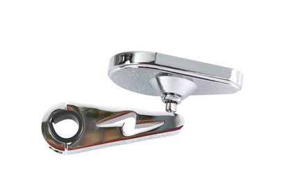 Wyatt Gatling Teardrop Chrome Mirror with Clamp on Billet Stem, Part No. 60-0057D