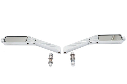 Wyatt Gatling Rectangle Ball Milled Mirror Set with Billet Stems for Harley Davidson 1965-1974
