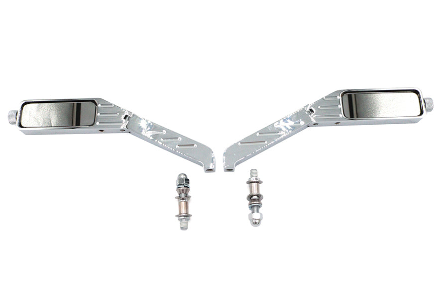 Wyatt Gatling Rectangle Ball Milled Mirror Set with Billet Stems for Harley Davidson 1965-1974