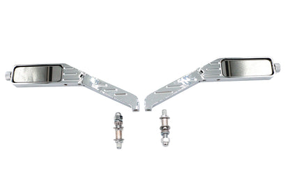 Wyatt Gatling Rectangle Ball Milled Mirror Set with Billet Stems for Harley Davidson 1965-1974