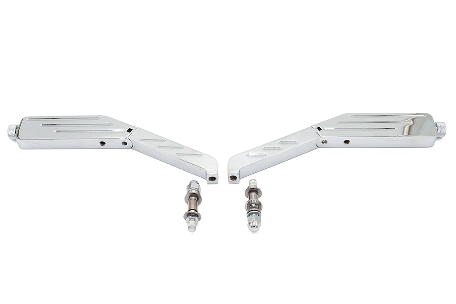 Wyatt Gatling Rectangle Ball Milled Mirror Set with Billet Stems for Harley Davidson 1965-1974