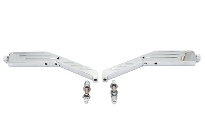 Wyatt Gatling Rectangle Ball Milled Mirror Set with Billet Stems for Harley Davidson 1965-1974