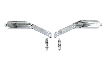 Wyatt Gatling Rectangle Ball Milled Mirror Set with Billet Stems for Harley Davidson 1965-1974