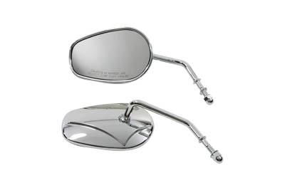 Wyatt Gatling 60-6239 Chrome Spear Back Rectangular Wyatt Gatling Mirror Set with Short Stems for Harley Davidson 1965-1974