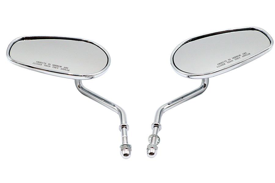 Wyatt Gatling 60-6239 Chrome Spear Back Rectangular Wyatt Gatling Mirror Set with Short Stems for Harley Davidson 1965-1974