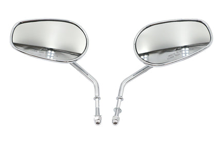 Wyatt Gatling 60-6239 Chrome Spear Back Rectangular Wyatt Gatling Mirror Set with Short Stems for Harley Davidson 1965-1974