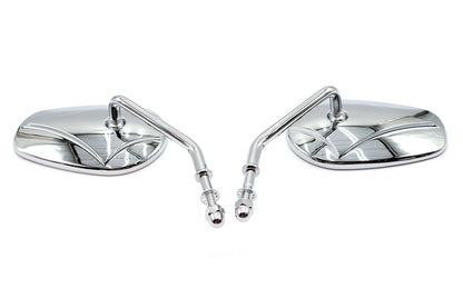 Wyatt Gatling 60-6239 Chrome Spear Back Rectangular Wyatt Gatling Mirror Set with Short Stems for Harley Davidson 1965-1974
