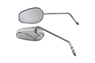 Wyatt Gatling Chrome Spear Back Rectangular Mirror Set with 9-Inch Long Stems for Harley Davidson