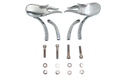 Wyatt Gatling Fireball Chrome Mirror Set with Billet Curved Stems for Harley Davidson
