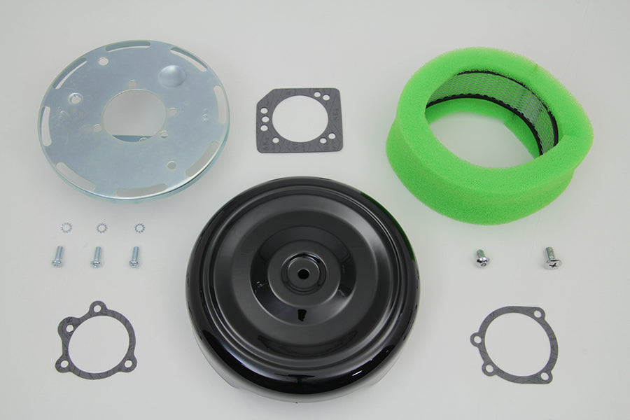 Wyatt Gatling 8-Inch Round Air Cleaner Kit with Black Cover for Harley Davidson XL Models