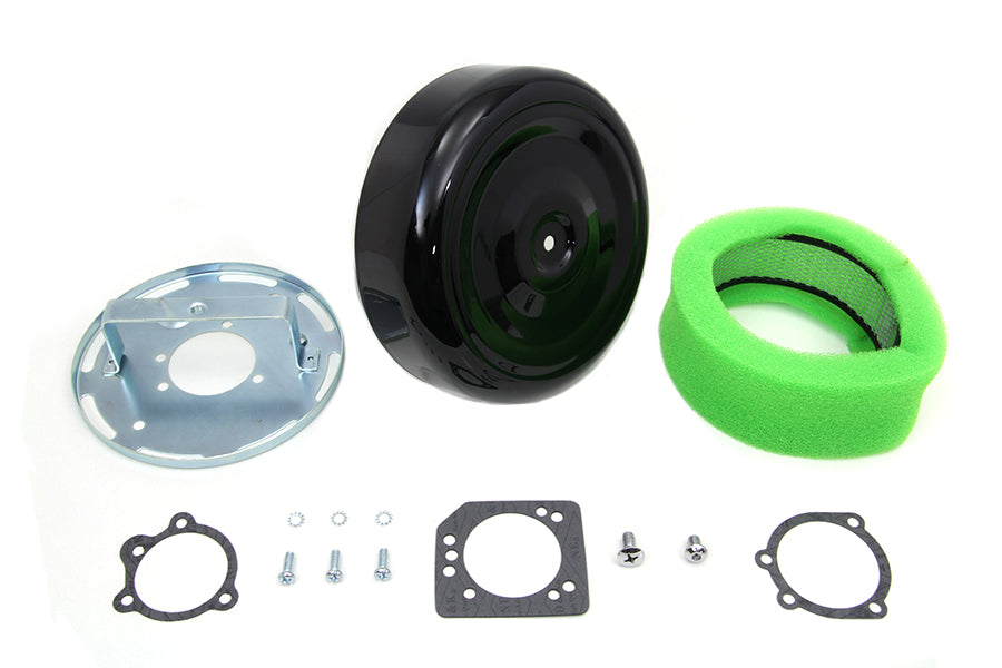 Wyatt Gatling 8-Inch Round Air Cleaner Kit with Black Cover for Harley Davidson XL Models
