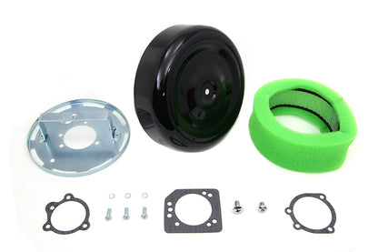 Wyatt Gatling 8-Inch Round Air Cleaner Kit with Black Cover for Harley Davidson XL Models