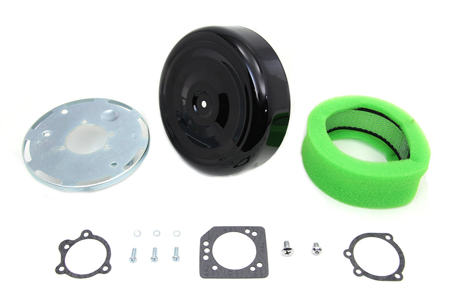 Wyatt Gatling 8-Inch Round Air Cleaner Kit with Black Cover for Harley Davidson XL Models