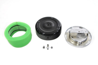 Wyatt Gatling 7 Inch Round Air Cleaner with Black Cover for Harley Davidson FL Models