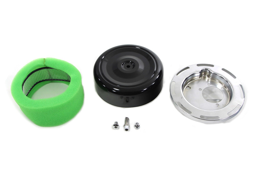 Wyatt Gatling 7 Inch Round Air Cleaner with Black Cover for Harley Davidson FL Models