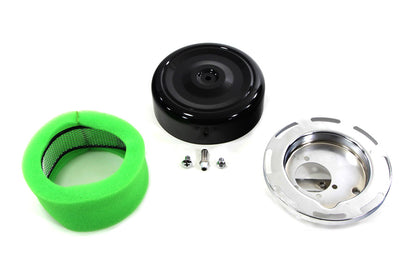 Wyatt Gatling 7 Inch Round Air Cleaner with Black Cover for Harley Davidson FL Models