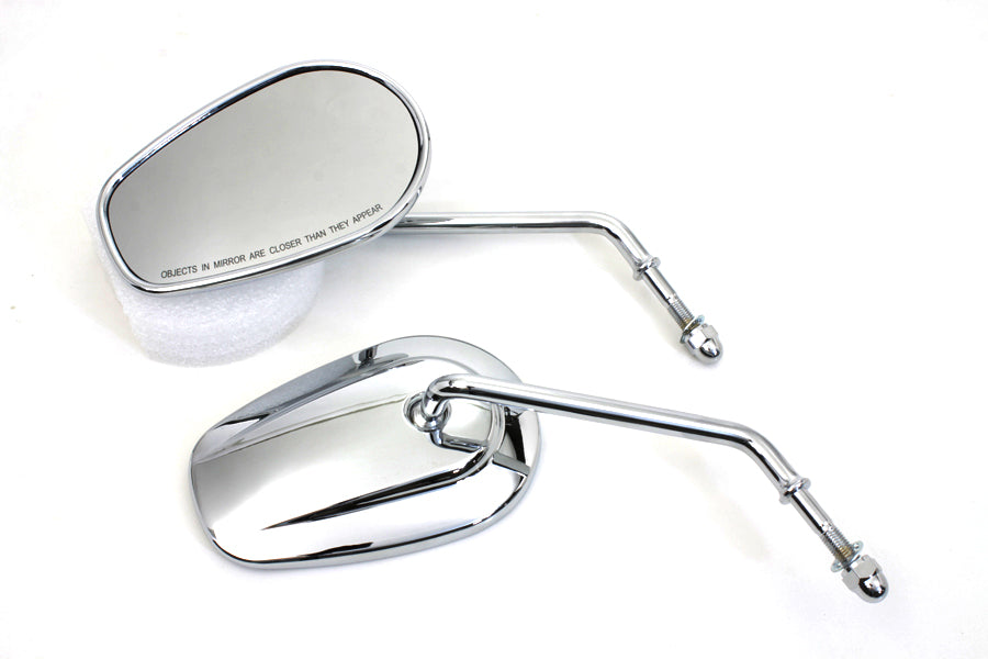 Wyatt Gatling Taper Convex Mirror Set with Chrome Finish and Long Stems