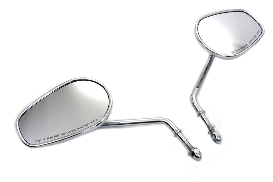 Wyatt Gatling Taper Convex Mirror Set with Chrome Finish and Long Stems