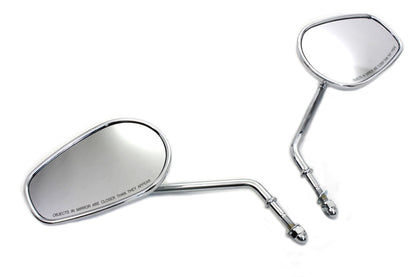 Wyatt Gatling Taper Convex Mirror Set with Chrome Finish and Long Stems