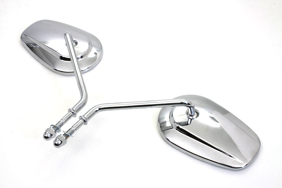 Wyatt Gatling Taper Convex Mirror Set with Chrome Finish and Long Stems