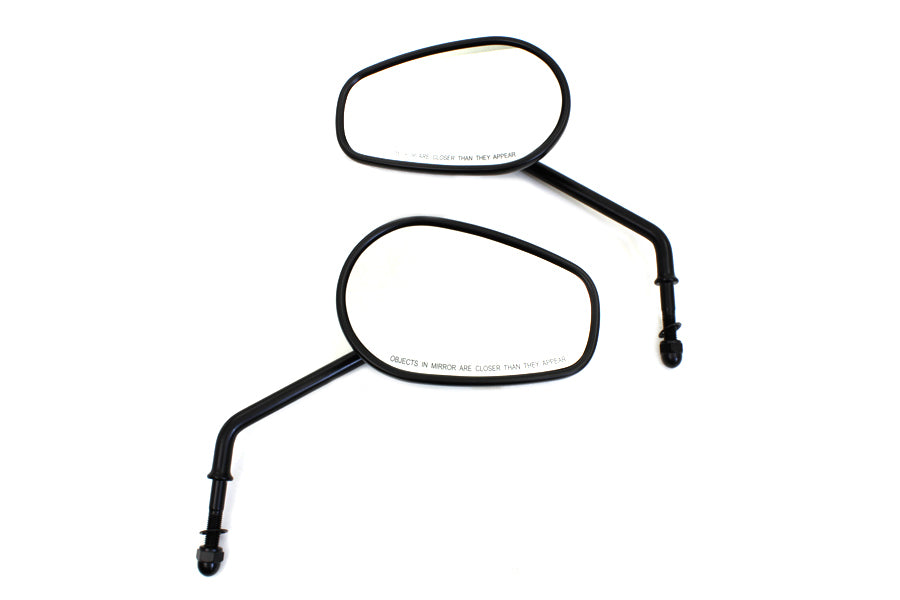 Wyatt Gatling Taper Convex Mirror Set with Long Stems and Black Finish