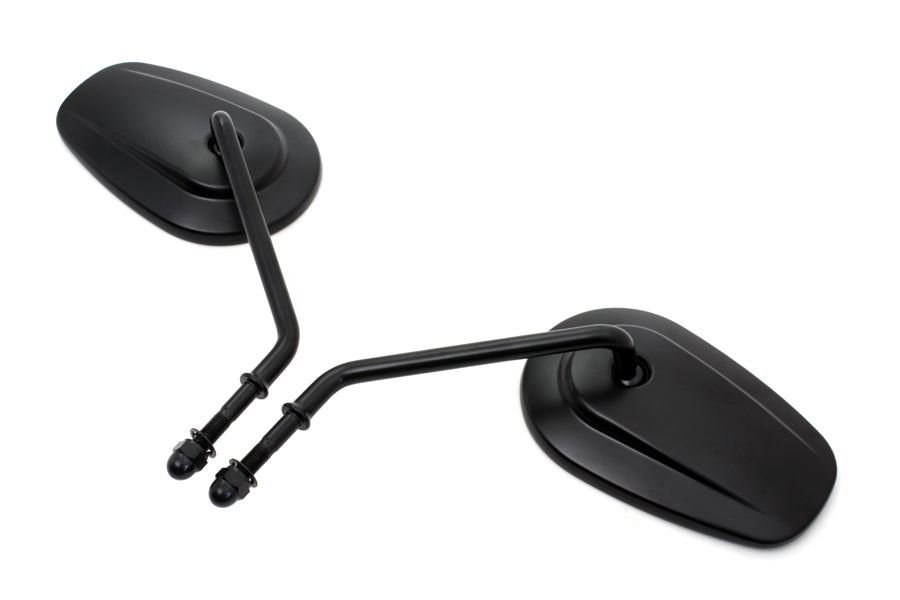 Wyatt Gatling Taper Convex Mirror Set with Long Stems and Black Finish