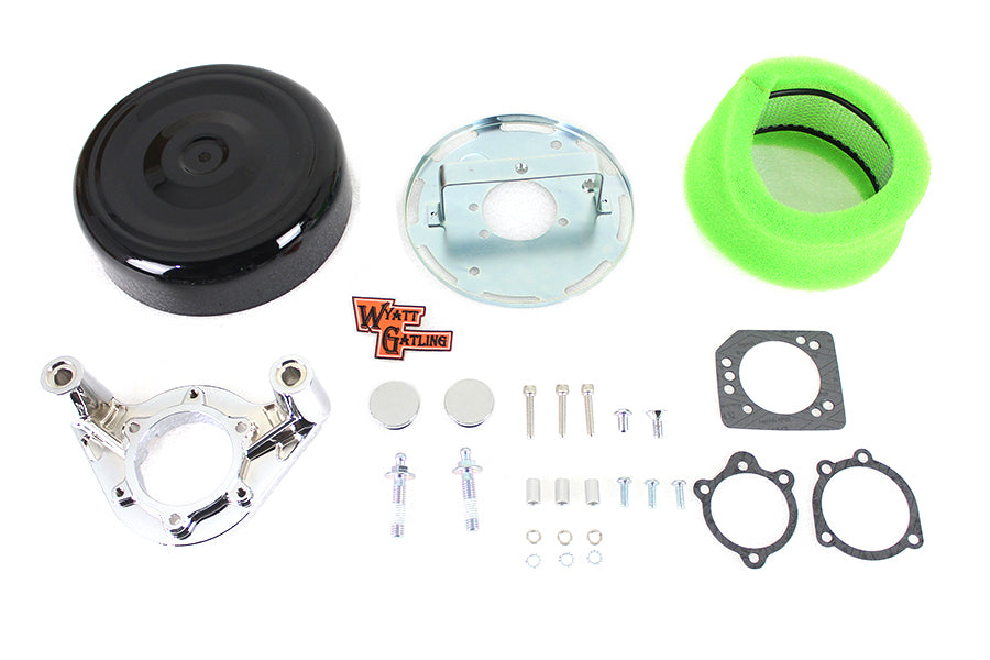 Wyatt Gatling 8 inch Black Round Air Cleaner Kit for Harley Davidson FLH
