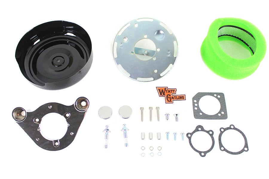 Wyatt Gatling 8 inch Black Round Air Cleaner Kit for Harley Davidson FLH