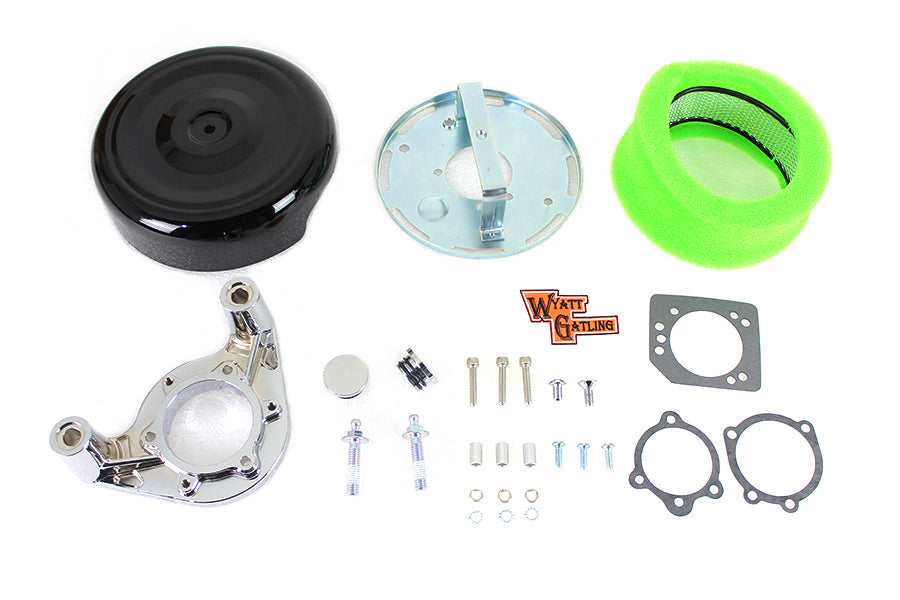Wyatt Gatling 8 inch Black Round Air Cleaner Kit for Harley Davidson FLH