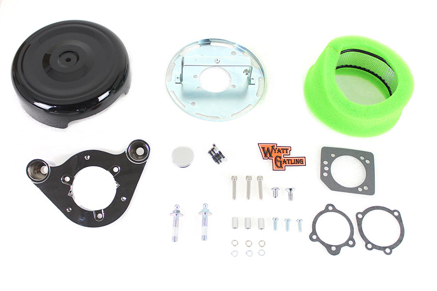 Wyatt Gatling 8 inch Black Round Air Cleaner Kit for Harley Davidson FLH