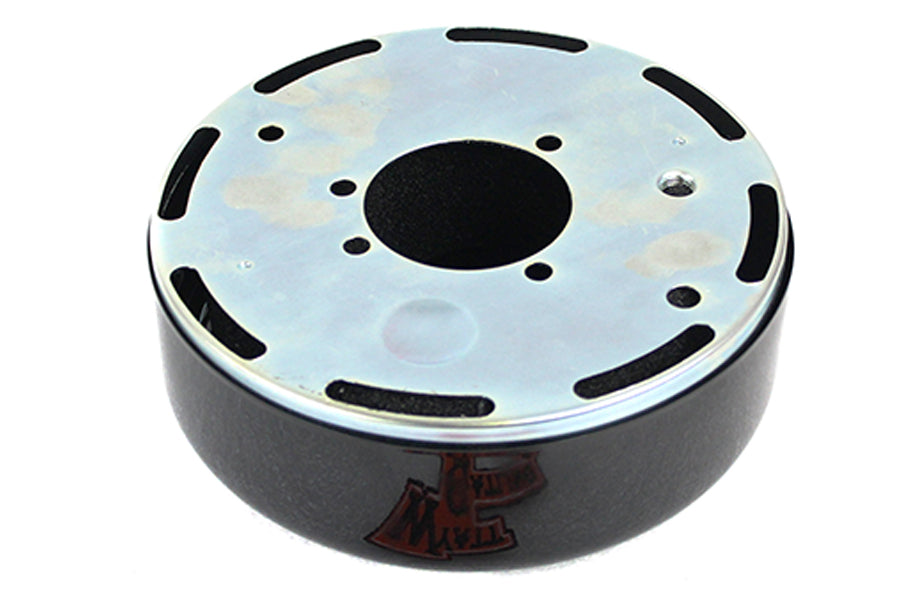Wyatt Gatling 7 Inch Round Air Cleaner Kit with Black Cover for Harley Davidson FLH