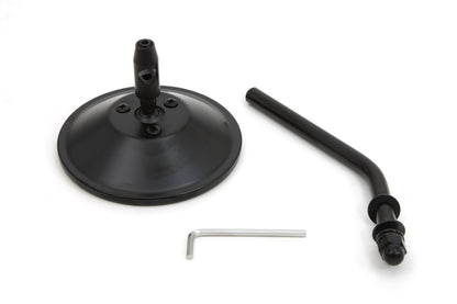 Wyatt Gatling Steel Back Mirror with Black Finish and 4-Inch Stem - Part 60-0312B