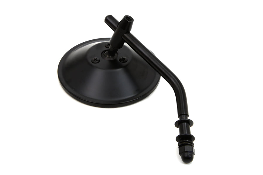 Wyatt Gatling Steel Back Mirror with Black Finish and 4-Inch Stem - Part 60-0312B