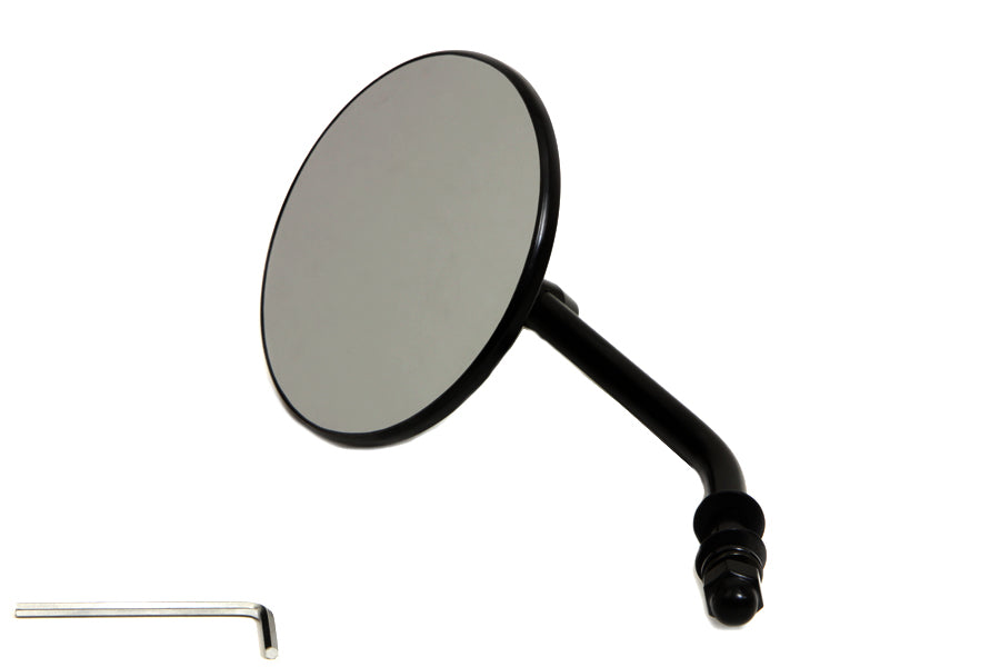 Wyatt Gatling Steel Back Mirror with Black Finish and 4-Inch Stem - Part 60-0312B