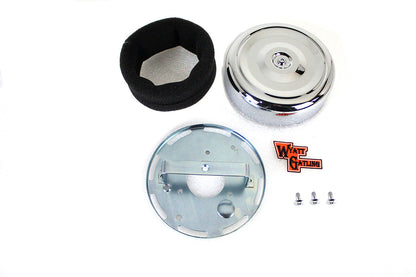 Wyatt Gatling 7 inch Round Air Cleaner Kit with Chrome Cover for Harley Davidson FLH