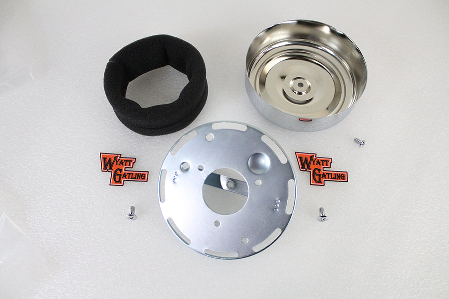 Wyatt Gatling 7 inch Round Air Cleaner Kit with Chrome Cover for Harley Davidson FLH