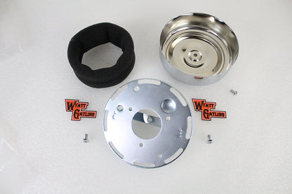 Wyatt Gatling 7 inch Round Air Cleaner Kit with Chrome Cover for Harley Davidson FLH
