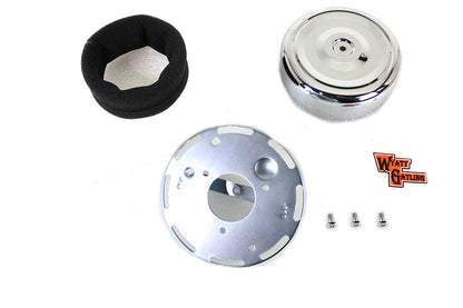 Wyatt Gatling 7 inch Round Air Cleaner Kit with Chrome Cover for Harley Davidson FLH