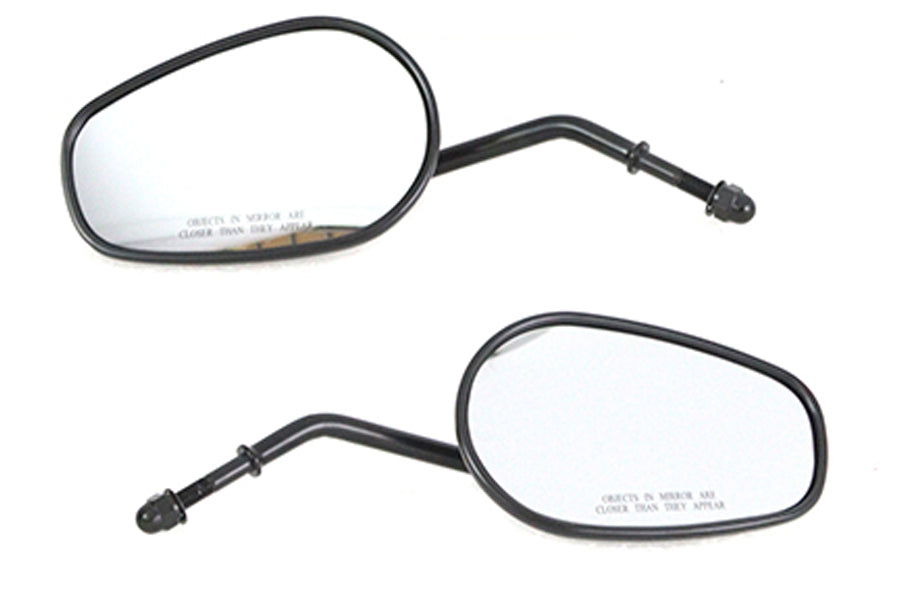 Wyatt Gatling Rectangle Mirror Set with Round Stems Black – Fits 1965-1974 Harley Davidson Models
