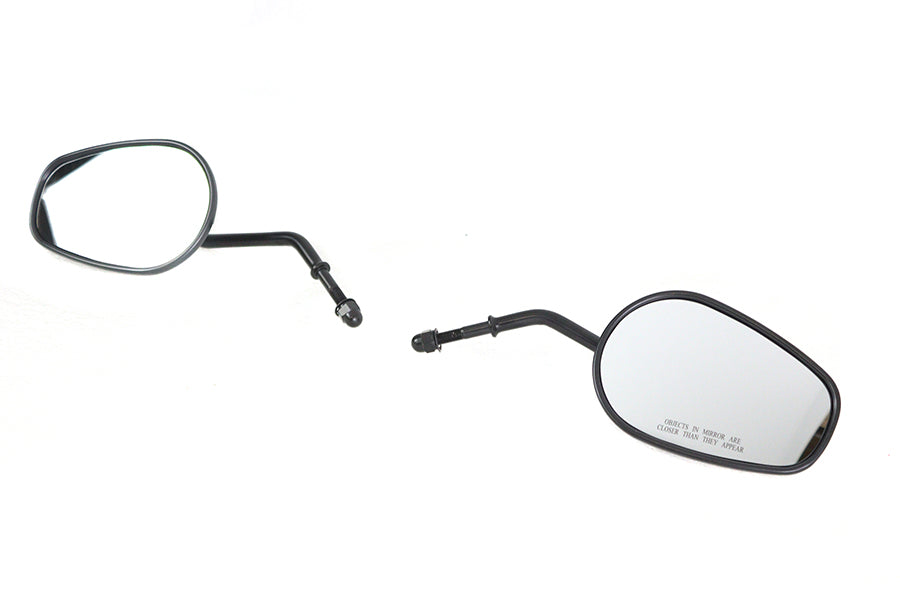 Wyatt Gatling Rectangle Mirror Set with Round Stems Black – Fits 1965-1974 Harley Davidson Models