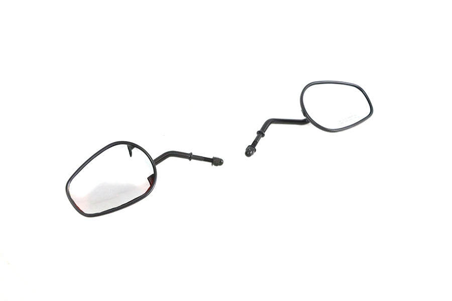 Wyatt Gatling Rectangle Mirror Set with Round Stems Black – Fits 1965-1974 Harley Davidson Models