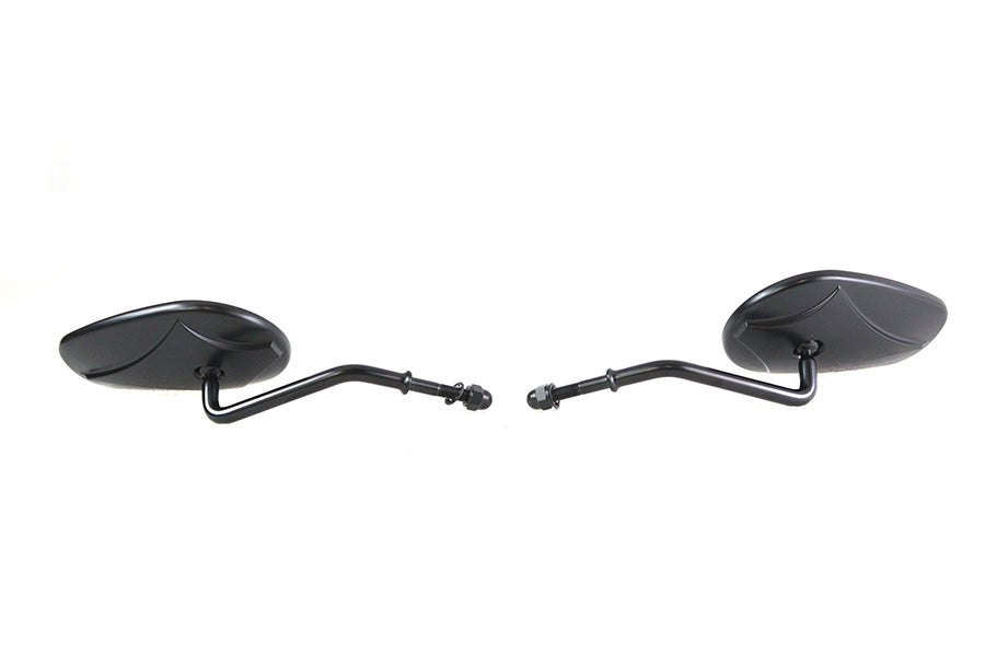 Wyatt Gatling Rectangle Mirror Set with Round Stems Black – Fits 1965-1974 Harley Davidson Models