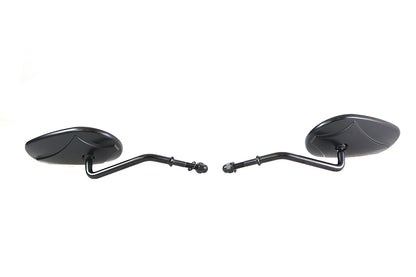 Wyatt Gatling Rectangle Mirror Set with Round Stems Black – Fits 1965-1974 Harley Davidson Models