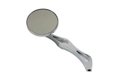 Wyatt Gatling 3 inch Billet Round Mirror with Flame Stem for Harley Davidson